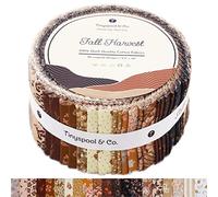 Tinyspool & Co. Jelly Roll Fabric Strips for Quilting, Crafting, and Sewing, 40 Strip Assorted Bundle, Soft Cotton for Blanket, Rug, Upholstery, Home Decor, and Purse Making, Fall Harvest