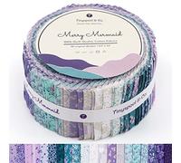 Tinyspool & Co. Jelly Roll Fabric Strips for Quilting, Crafting, and Sewing, 40 Strip Assorted Bundle, Soft Cotton for Blanket, Rug, Upholstery, Home Decor, and Purse Making, Merry Mermaid