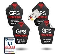 TinyTag® 4 x Warning Stickers for GPS Tracker - Weatherproof Theft Protection for Bike, eBike, Car, Motorcycle & Suitcase - Bomb-proof & Durable | Bicycle Sticker (Pack of 4)
