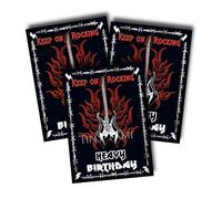 TinyTami 3 Heavy Metal Birthday Cards Keep On Rocking Guitar with Flames Postcards for Metalheads, Rockers, Gothic