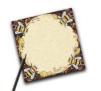 TinyTami Bee Notepad 15 x 15 cm Square with 25 Sheets Notes Bee and Flowers Natural A5 Letter Paper Floral