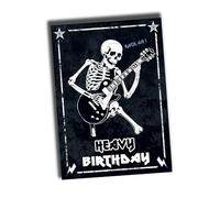TinyTami Heavy Birthday Skeleton with Guitar Birthday Card Postcard for Metalheads Heavy Metal Rocker Greetings Card