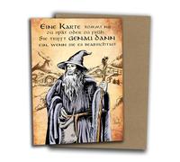 TinyTami Wizard Gandalf Birthday Card A Card Is Never Too Late Fantasy Postcard with Envelope 10 x 15 cm Soft-Touch Finish - Gift Card for Fans