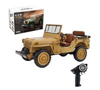TinyWizTo 1/14 Scale U.S-Willlys RC Millitary Off-Road Car Model, 2.4G Simulation Crawler with Dual-Speed Switching and Detachable Accessories (RTR/Desert Yellow)