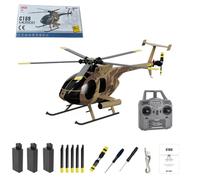 TinyWizTo 1/28 MD500 C189 RC Little-Bird-Helicopter, 2.4G 4CH 6-axis Gyro Single-Rotor Aircraft Model with One-Key TOL (RTF Version/Camo)