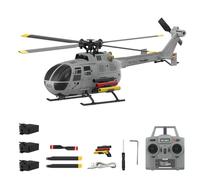 TinyWizTo 1/48 C186S BO105 Single-Rotor Flybarless RC Military Helicopter Model, 2.4G 6CH 6G Airplane with Altitude Hold, Optical Flow, One-Key TOL & Missile Mounting Rack (RTF/Grey)