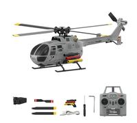 TinyWizTo 1/48 C186S BO105 Single-Rotor Flybarless RC Military Helicopter Model, 2.4G 6CH 6G Airplane with Altitude Hold, Optical Flow, One-Key TOL & Missile Mounting Rack (RTF/Grey)