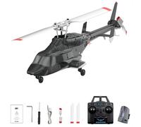 TinyWizTo 1/53 A61 Air-wollf Mini RC Helicopter Model, 2.4G 6G 4CH Single Rotor Flybarless RTF RC Airplane with Optical Flow Altitude Hold, Gift for Adults