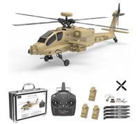 TinyWizTo F11-N AH64 1/32 Scale Apa-che RC Helicopter Model, 2.4G 6CH Coaxial Dual Rotor 6G/3D AirCraft with Optical Flow Altitude Hold (Desert Yellow/RTF)