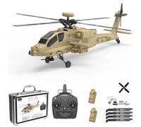 TinyWizTo F11-N AH64 1/32 Scale Apa-che RC Helicopter Model, 2.4G 6CH Coaxial Dual Rotor 6G/3D AirCraft with Optical Flow Altitude Hold (Desert Yellow/RTF)