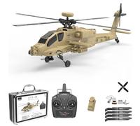 TinyWizTo F11-N AH64 1/32 Scale Apa-che RC Helicopter Model, 2.4G 6CH Coaxial Dual Rotor 6G/3D AirCraft with Optical Flow Altitude Hold (Desert Yellow/RTF)