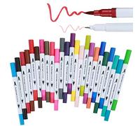 Tioamy Watercolor Brush Marker Pen Set 24 Pack Dual Head Water Based Drawing Soft Brush Fineline Tip Color Pen for Kid Adult Coloring Painting Renderings Art Manga Comic Calligraphy Animation