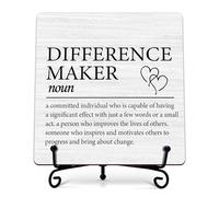 TIOFUNO Difference Maker Gifts, Thank You Retirement Gifts for Boss Coworker, Home Office Inspirational Decor, Wood Plaque Heart Sign with Stand, 5x5 Inches-A03