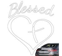Tioheam Blessed Love Heart Decal - Love Heart Car Decal Stickers with Elaborate Designs - Cross Heart Stickers for Car Window, Walls, Laptops, Water Bottles
