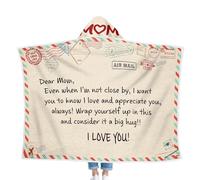 Tioheam Mothers Day Blanket - I Love You Mom Blanket | Envelope Design Warm Flannel Hooded Bedspread for Travel Lazy Home Decor Air Conditioner Spa Day