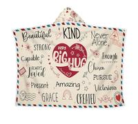 Tioheam Mother's Day Blanket | I Love You Mom Blanket | Envelope Design Warm Flannel Hooded Bedspread for Travel Lazy Home Decor Air Conditioner Spa Day