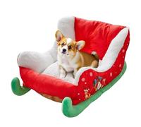 Tioheam Small Dog Bed | Christmas Sleigh Dog Bed | Festive Insulated Plush Nest for Calming Sleeping Puppy Kitten Animal Cat Winter Christmas