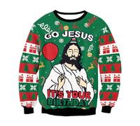 Tioheam Sweater Sweatshirt Women,Ugly Sweater Sweatshirt - Digital Printing Jesus Tree Sweatshirt For Men, Faux Sweater Pattern