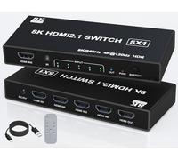 Tioleje HDMI 2.1 5 in 1 Out 8K 4K 120Hz HDMI Switch Box with Remote, Compatible with PS5/4/3 Xbox Switch DVD Player TV PC