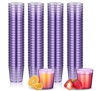 Tioncy 100 Packs 1 oz Neon Plastic Shot Glasses Disposable Drinking Cups, Colored Party Shot Cups for Cocktail Whiskey Party Cups for Picnics Birthday Party Halloween Christmas Day (Purple)