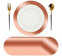 Tioncy 100 Pcs Rose Gold Round Paper Placemats Disposable Table Mats | Elegant Table Mats for Wedding Birthday Banquet, Decorative Paper Design, Festive Dining Decoration, Easy Cleanup Tabletop