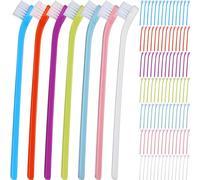 Tioncy 100 Pcs Small Dog Toothbrush Bulk Pack Long Handle Pet Toothbrushes with Soft Bristles, Dental Care Teeth Cleaning Kit for Small Breed Dogs, Cats, and Puppies (7 Colors)