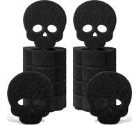 Tioncy 12 Pack Gothic Kitchen Sponges Bulk Dual Sided Bat Skull Ghost Scrubber Sponges Dishwashing Spooky Non Scratch for Gothic Kitchen Accessories Dish Scouring(Skull,Black)