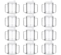Tioncy 12 Pcs 13.5 oz Adult Sippy Cups with 2 Handles Plastic Mugs with Handles Spill Proof Cups Sip Cups Lightweight Handicap Cups for Elderly Adults with Limited Mobility Handicapped Accessories