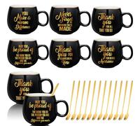 Tioncy 12 Pcs Thank You Gifts for Employee 12 oz Coffee Mugs Inspirational Ceramic Mug with Spoon Appreciation Gift Inspirational Tumbler for Women Men Coworker Colleague Teacher Nurse