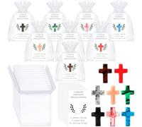 Tioncy 192 Pcs Pocket Hug Token Bulk Greeting Cards with Cross Crystal Stones Religious Keepsake Exchange Bookmarks for Friends Family Distance Social Relationship Gift (Cute Style,Classic Color)