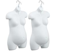 Tioncy 2 Pcs Female Maternity Form Pregnant Woman Mannequin Torso, Hollow Back with Wall Hook, 6-8 Months Pregnant Size Mannequin Props for Clothing Store Display Stand, White