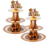 Tioncy 2 Set 3 My First Rodeo Cardboard Cupcake Stand for 24 Cupcakes Western Cowboy Cupcake Stand Cow First Birthday Cupcake Tier Stand Cupcake Tower Tiered Dessert Stand for Birthday Party