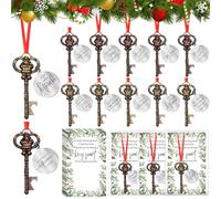 Tioncy 20 Sets Christmas Coworker Gift Bulk 10 Styles Christmas Tree Key Ornament Santa Key Ornament Bottle Opener with Thank You Card for Xmas Tree Decorations Employee Appreciation Team Gifts