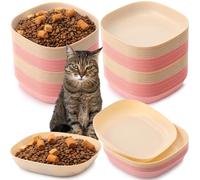 Tioncy 24 Pcs Whisker Fatigue Relief Cat Bowl 5.7 Inch Shallow Cat Food Dish Wide and Small Pet Wet Feeding Bowl for Kitten Short Legged Kitten Ferrets Feral Small Animals (Pink, Beige)