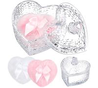 Tioncy 3 Pcs Large Body Powder Puff and Container Powder Container with Puff Crystal Case Soft Washable Reusable Velour Face Body Glitter Wet Dry Makeup(Heart,Clear)