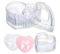 Tioncy 3 Pcs Large Body Powder Puff and Container Powder Container with Puff Powder Puff Crystal Container Soft Washable Reusable Velour Face Body Glitter Powder Puff Wet Dry Makeup(Dazzling, Heart)