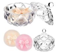 Tioncy 3 Pcs Large Body Powder Puff and Container Valentine's Day gift Powder Container with Puff Crystal Case Soft Washable Reusable Velour Face Body Glitter Wet Dry Makeup(Cute,Clear)