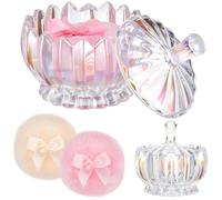 Tioncy 3 Pcs Large Body Powder Puff and Container Valentine's Day gift Powder Container with Puff Crystal Case Soft Washable Reusable Velour Face Body Glitter Wet Dry Makeup(Scalloped,Glitter)