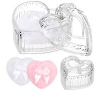 Tioncy 3 Pcs Large Body Powder Puff and Powder Container with Puff Crystal Container Soft Washable Reusable Velour Face Body Glitter Wet Dry Makeup Heart (Clear)