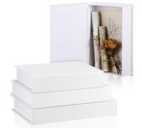 Tioncy 3 Pcs Neutral Linen Book Box Decorative Faux Book Storage for Modern Farmhouse Home Decor Bookshelf Table Card Photo DIY Keepsake(Multi Sizes,White)