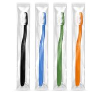 Tioncy 4 Pack Prepasted Disposable Toothbrushes Individual Wrapped Toothbrushes Soft Bristle Single Use Wrapped Travel Toothbrush for Hotel, Camp, Travel and Gift for The Homeless
