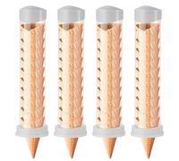 Tioncy 4 Pcs Ice Cream Cone Dispenser Waffle Cones Holder 16'' L x 3'' Dia with 2 Gaskets for Ice Cream Wall Mount