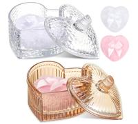 Tioncy 4 Pcs Large Body Powder Puff and Container Extra Large Body Powder Puff Dish Soft Washable Reusable Fluffy Makeup Sponge Wet Dry(Heart,Amber and Clear)