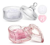 Tioncy 4 Pcs Large Body Powder Puff and Container Extra Large Body Powder Puff Dish Soft Washable Reusable Fluffy Makeup Sponge Wet Dry (Simple,Pink and Clear)