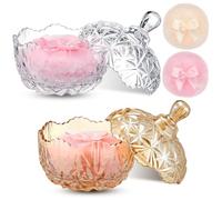 Tioncy 4 Pcs Large Body Powder Puff and Container Extra Large Body Powder Puff Dish Soft Washable Reusable Fluffy Makeup Sponge Wet Dry(Diamond,Amber and Clear)