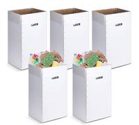 Tioncy 5 Pcs Cardboard Trash Cans Disposable and Reusable Corrugated Cardboard Trash Cans Recycling Bins Bulk with 10 Garbage Bags White Garbage Boxes for Parties Events