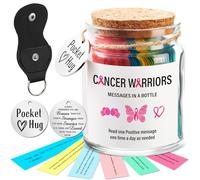 Tioncy 90 Breast Cancer Awareness Messages in a Jar, Motivational Gifts for Breast Cancer Patients, Daily Inspirational Messages in a Jar with Pocket Hug Coin for Survivor Gifts, Stress Reduction
