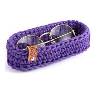 Tioncy Eyeglasses Holder for Nightstand Wool Anti Scratch Desk Bedside Knit Eyeglass Storage for Fathers Day Graduation Gifts, Purple, 6.7 x 2.8 x 1.3 inches
