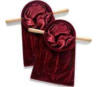 Tioncy Set of 2 Church Tithe Offering Bags with Wooden Handles Church Collection Bag with Handles for Churches Communion Supplies (Red,15.75 x 7.87 Inch)