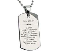 Tioneer Stainless Steel Fruit of The Spirit Galatians 5:22-23 Dog Tag Pendant Necklace, Stainless Steel